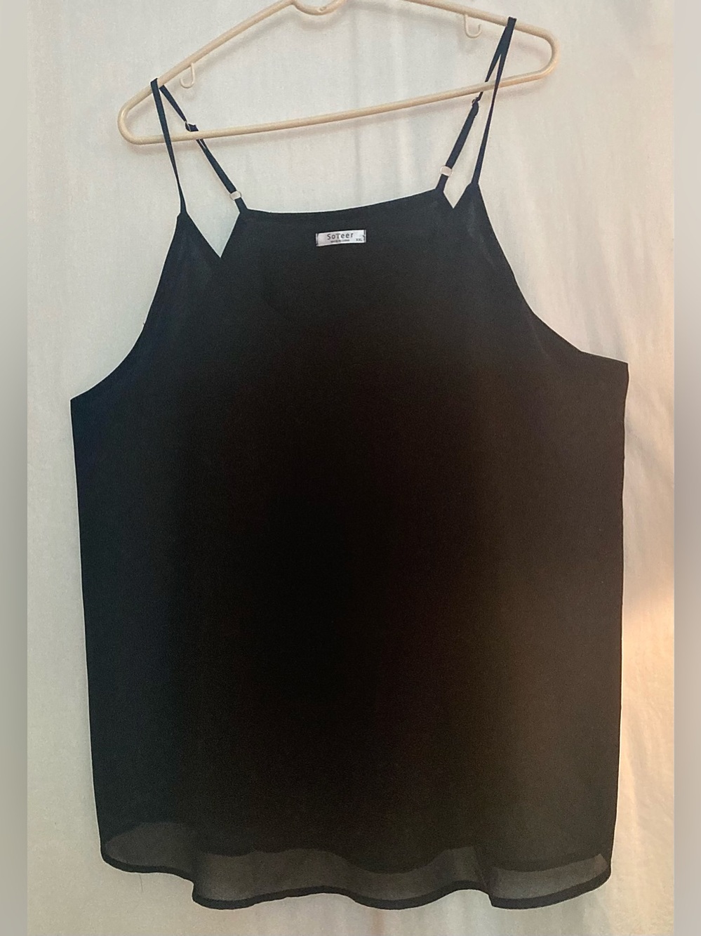 Soteer Sleeveless Black Flowy Spaghetti-Strap Tank Top Size XXL